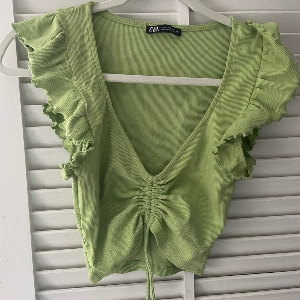 Zara Green Ruffle top